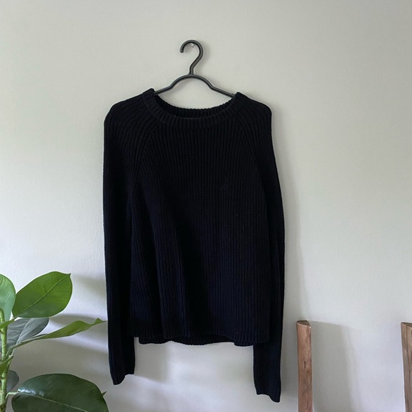 Quince Black 100% Organic Cotton Fisherman Crew Pullover Knit Sweater size M - Picture 7 of 12